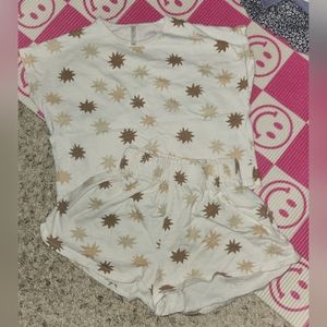 Rylee + Cru Cream Stars Matching Top and Shorts Set